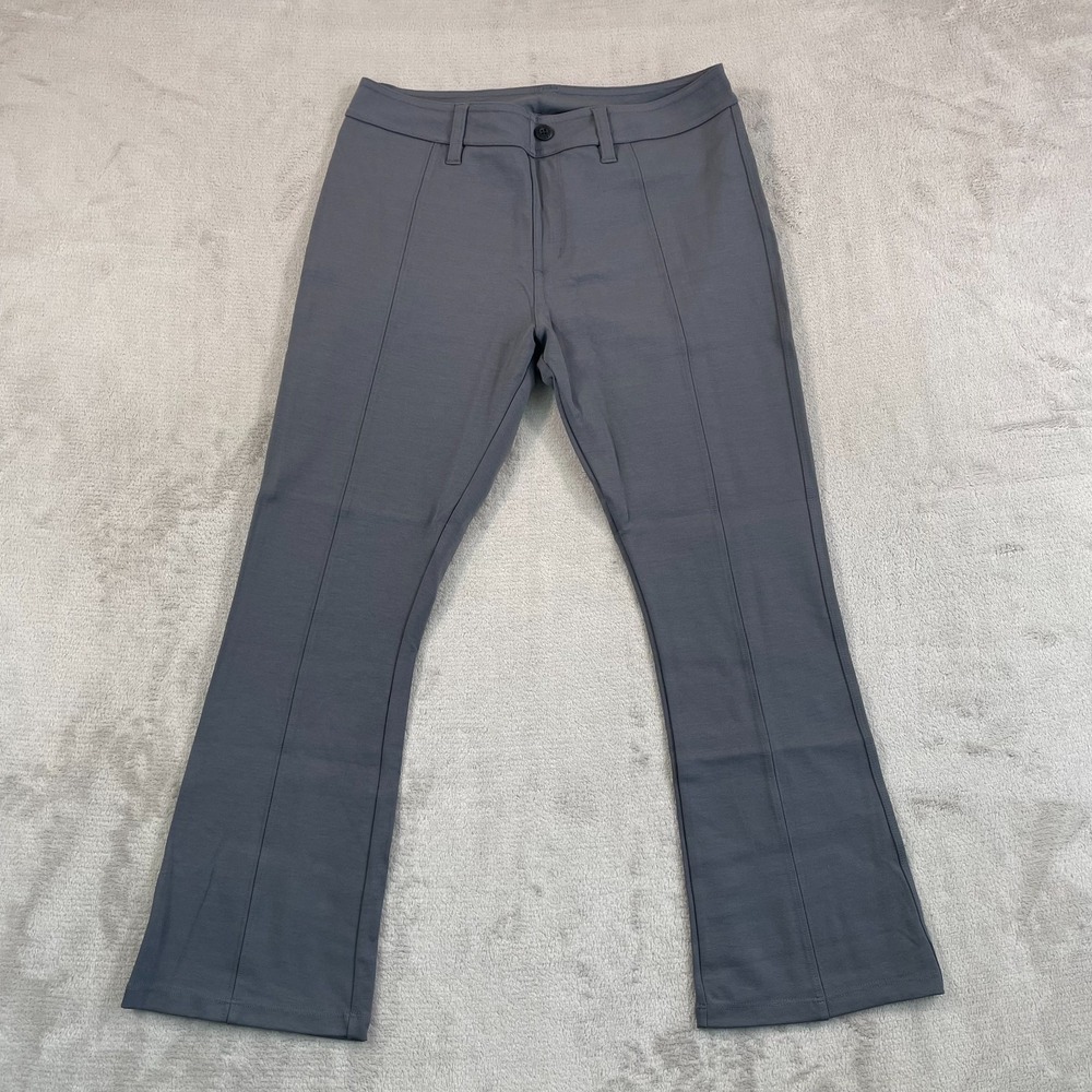 American Giant Ponte Pants Women 14 Grey 4 Way Stretch Flare Leg NWOT $128